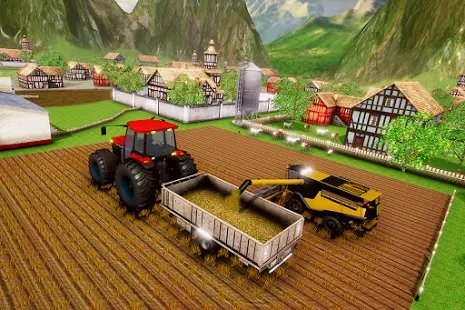 Heavy Duty Farm Tractor Driving: Thresher Machine